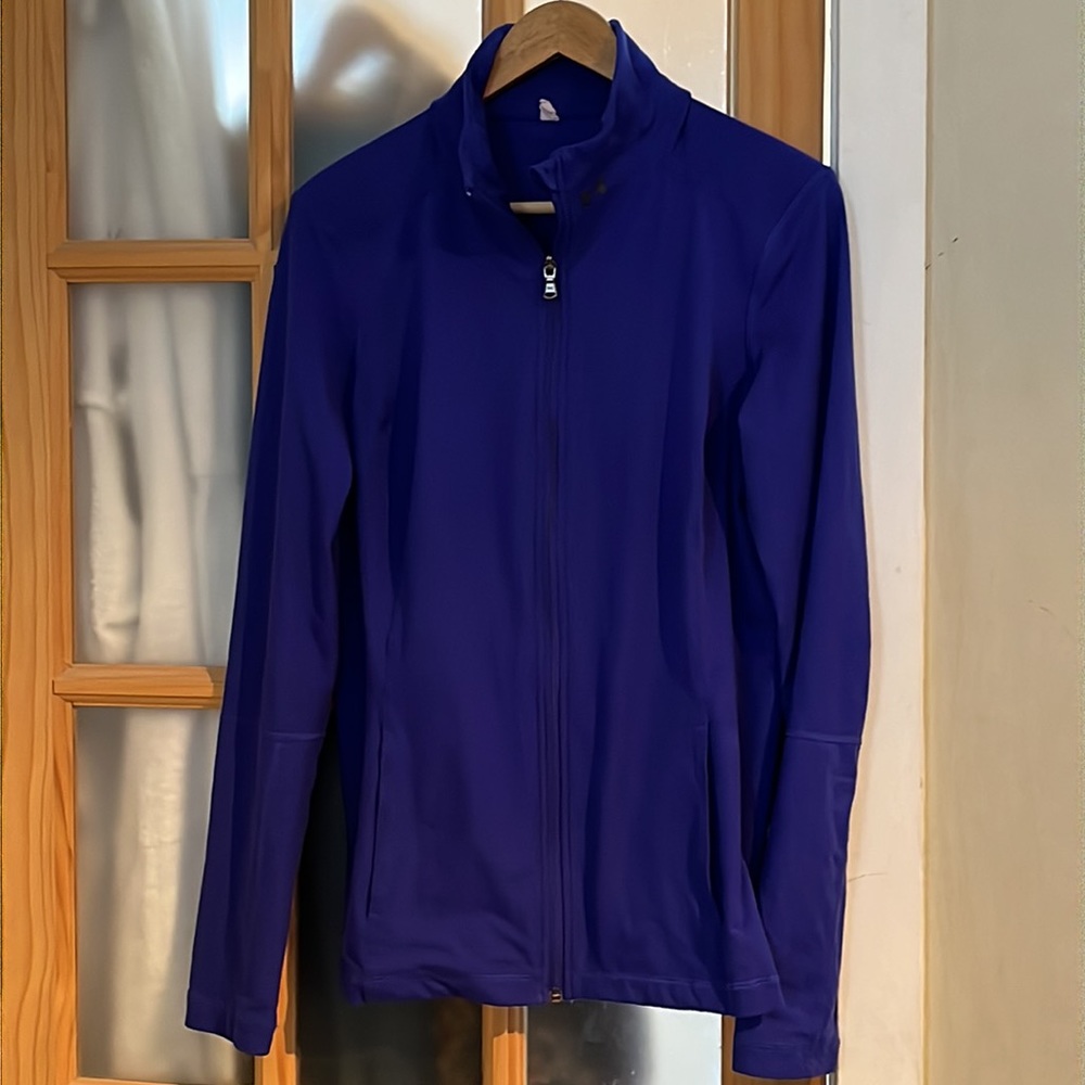 Under Armour Indigo Purple Active Zippered Jacket Sport Top Pocket Gym Stretch
